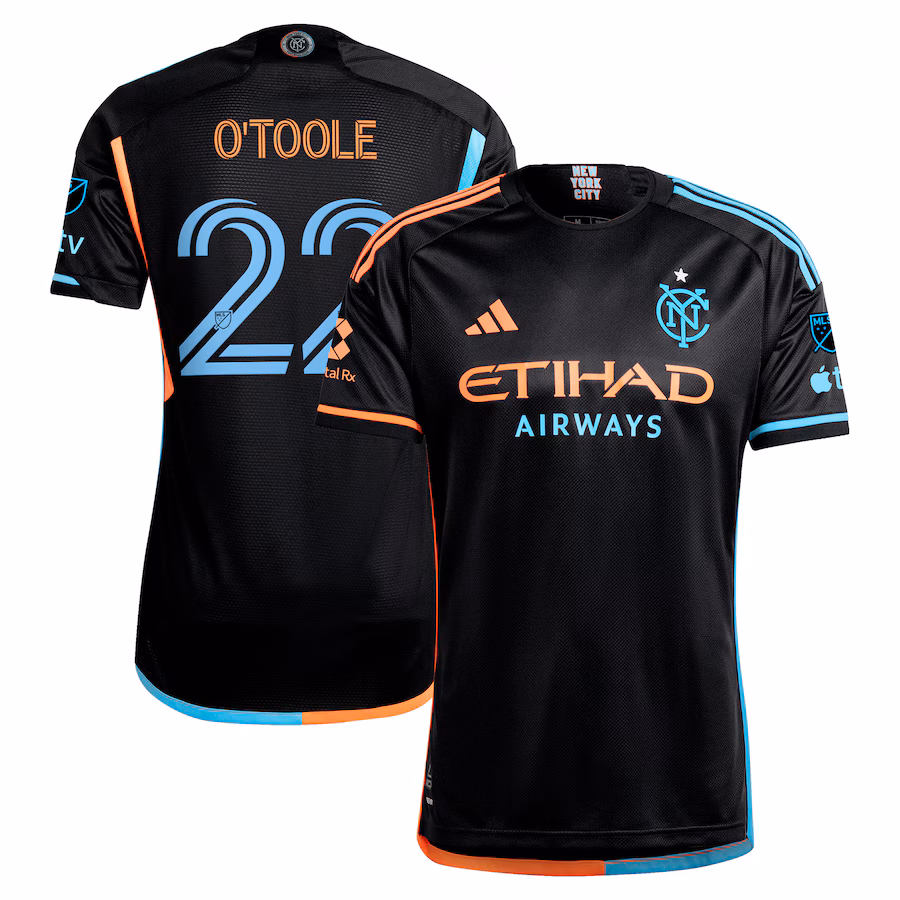 Men's New York City FC Kevin O'Toole adidas Black 2024 24/7 Kit Authentic Player Jersey - ujerseystore