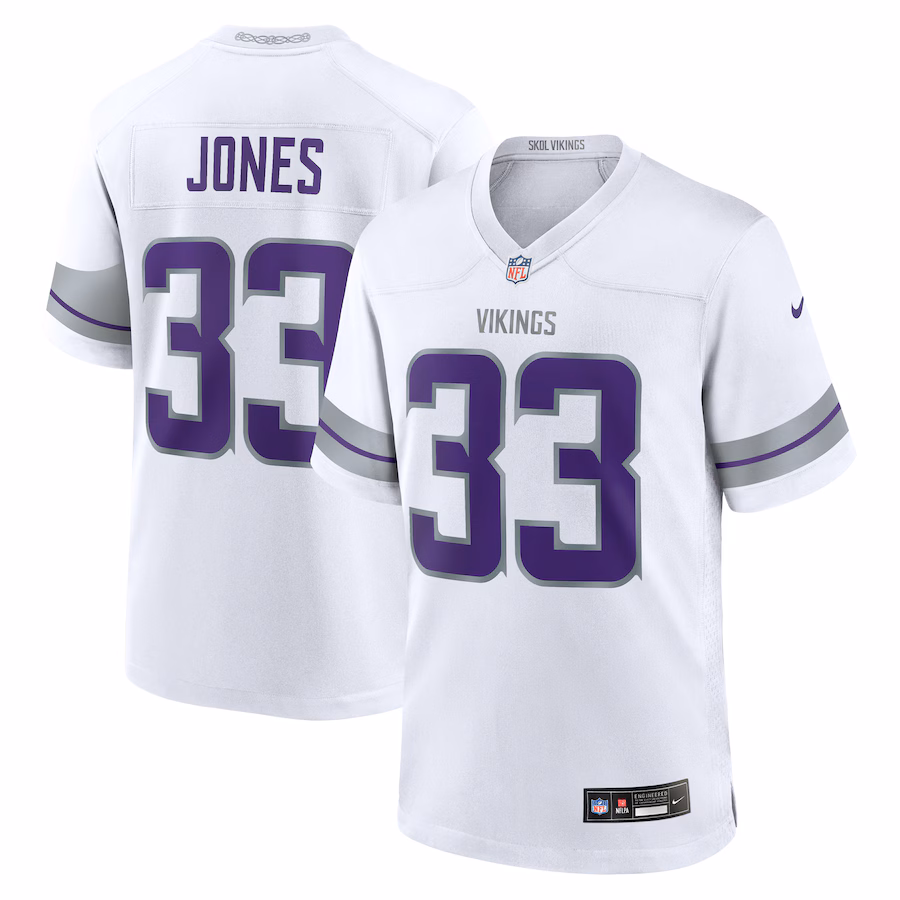 Men's Minnesota Vikings Aaron Jones Nike White Alternate Game Player Jersey - ujerseystore