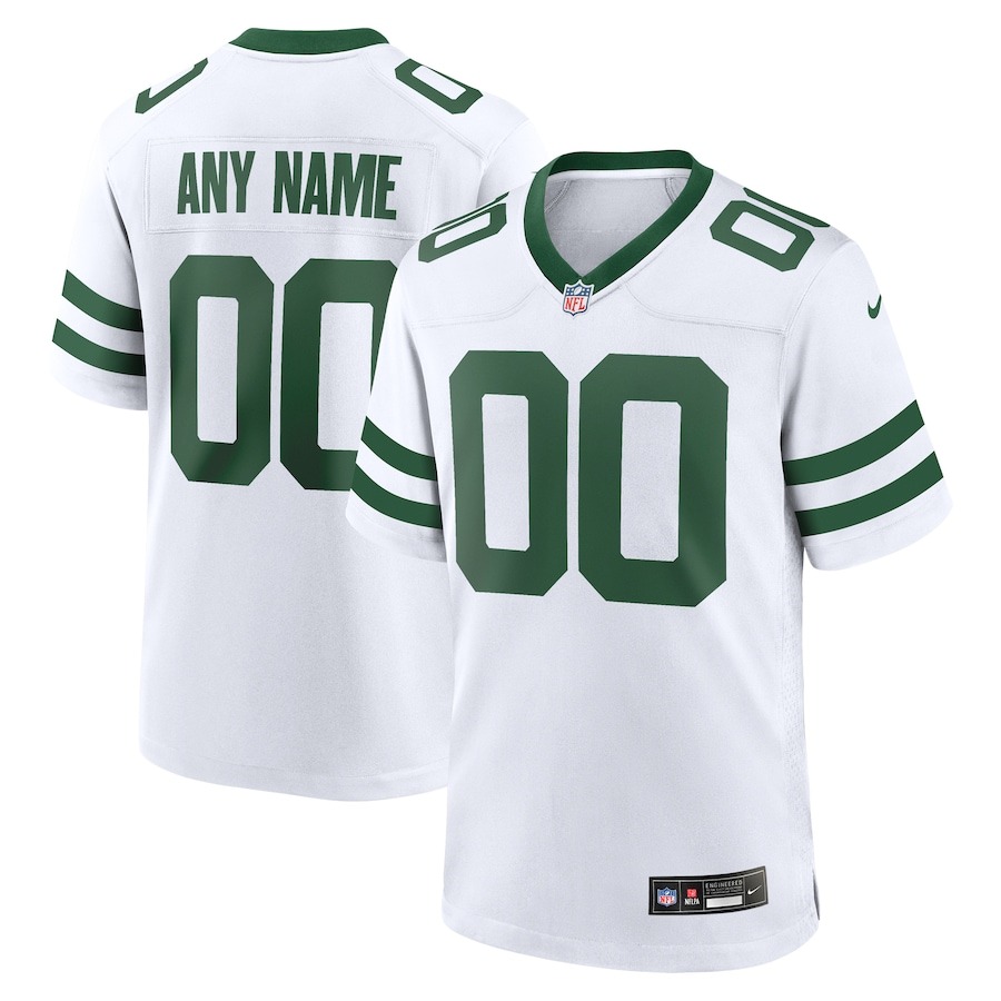 Men's New York Jets  Nike Legacy White Custom Game Jersey - ujerseystore