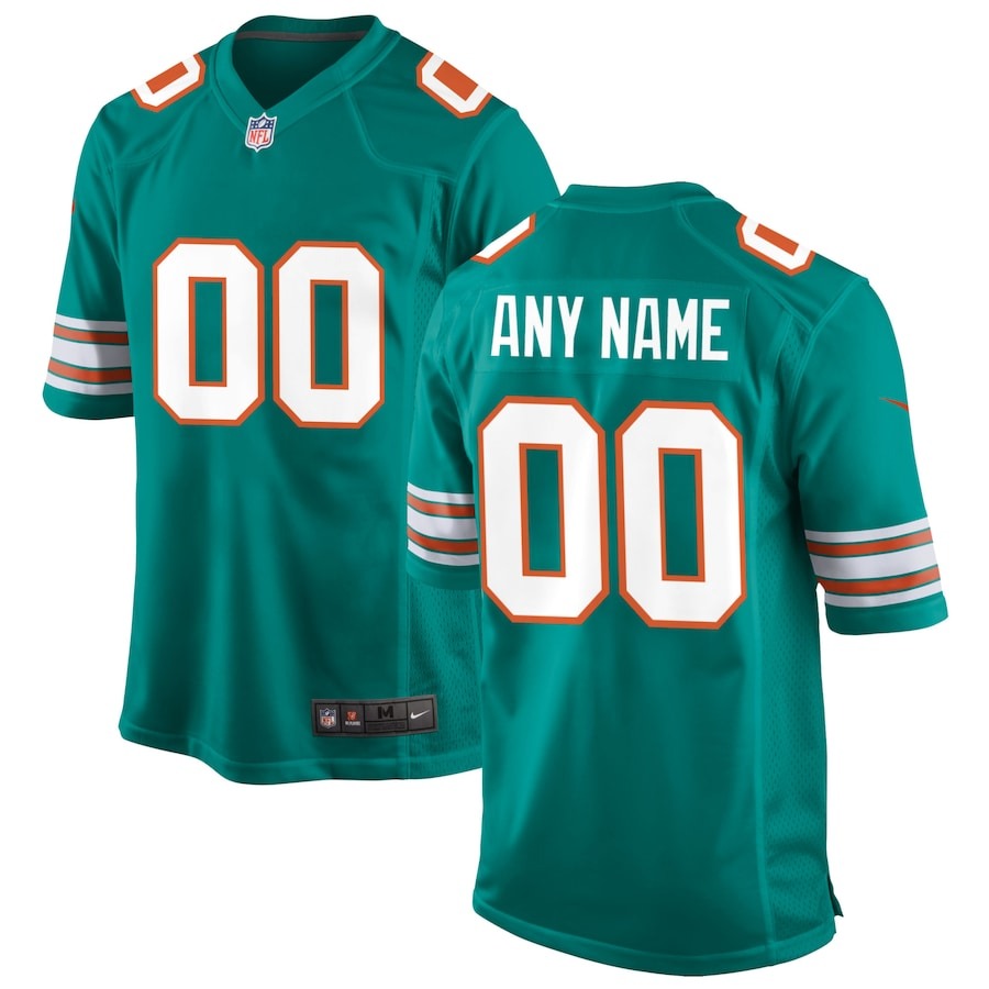 Men's Miami Dolphins Nike Aqua Alternate Custom Game Jersey - ujerseystore