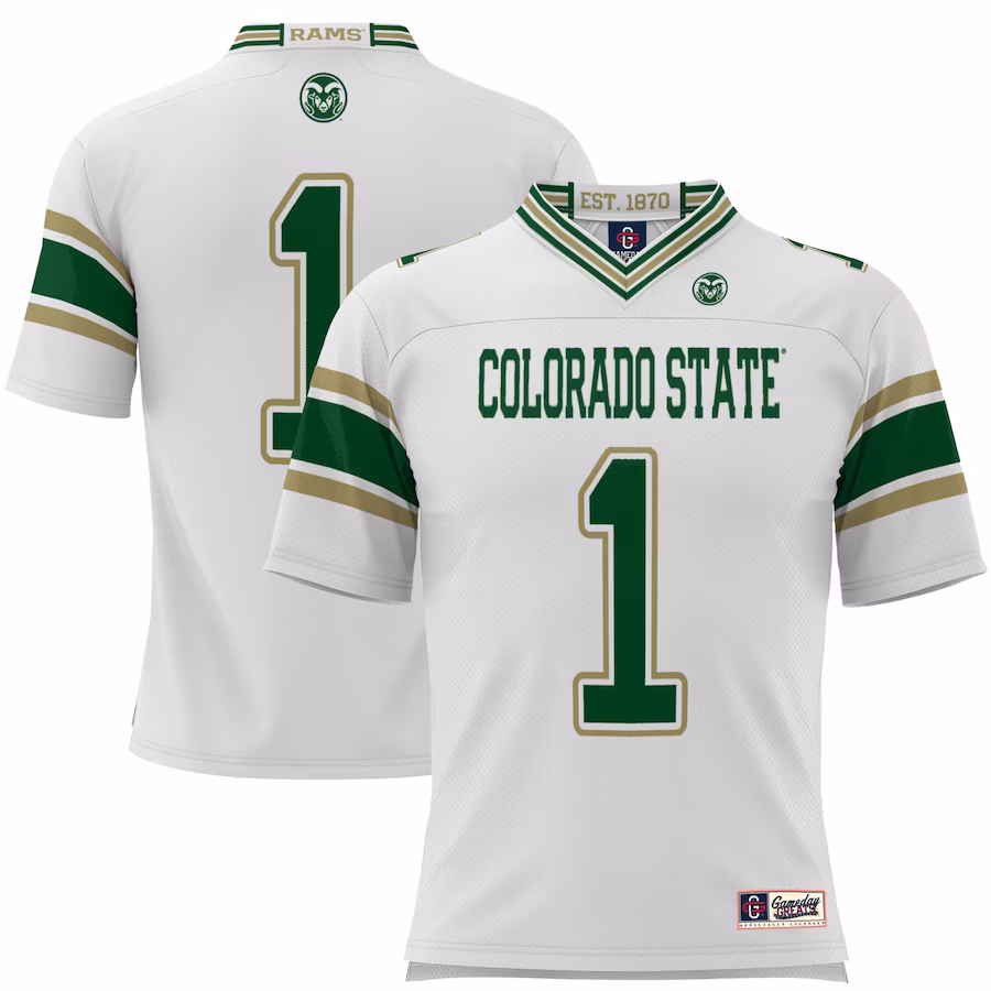 #1 Colorado State Rams GameDay Greats Youth Football Jersey - White - ujerseystore