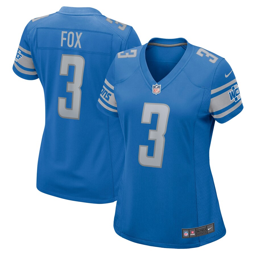 Women's Detroit Lions Jack Fox Nike Blue Game Jersey - ujerseystore