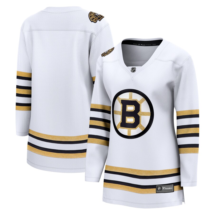 Women's Boston Bruins  Fanatics Branded White 100th Anniversary Premier Breakaway Jersey - ujerseystore