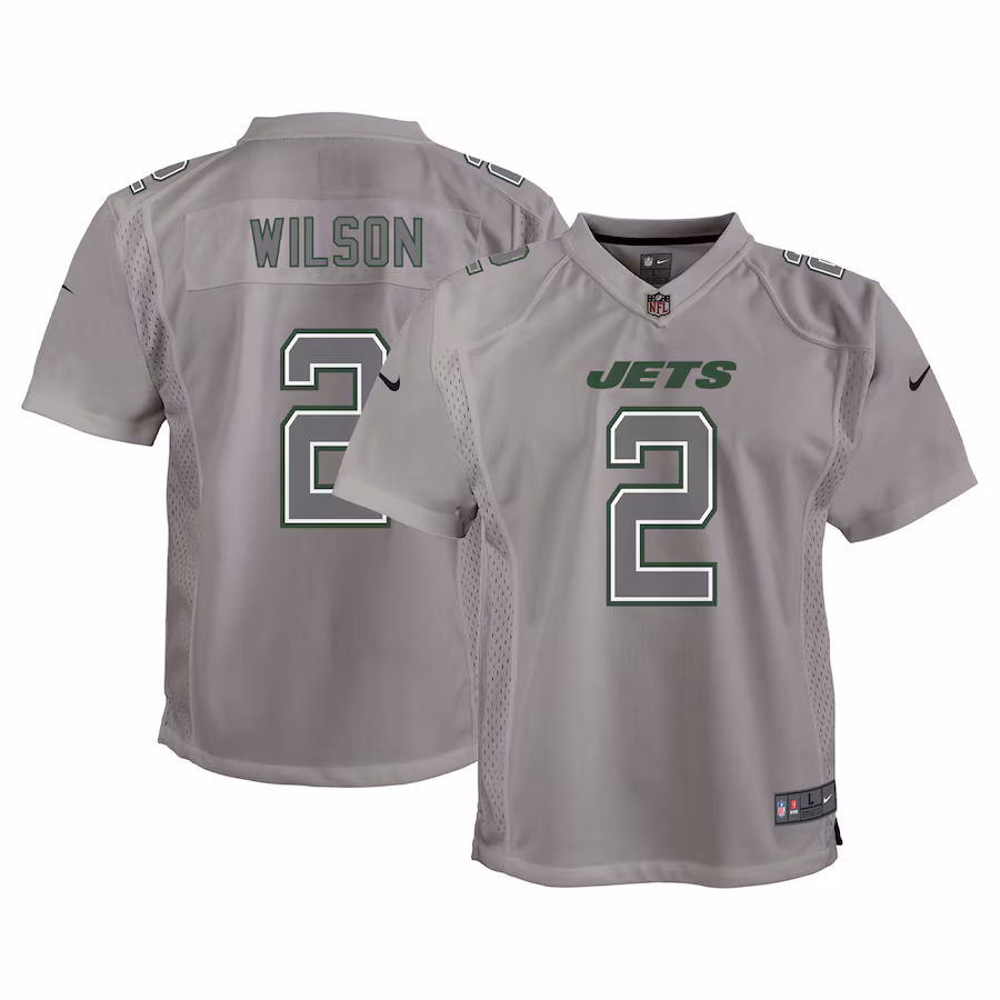 Youth New York Jets Zach Wilson Nike Gray Atmosphere Game Jersey - ujerseystore
