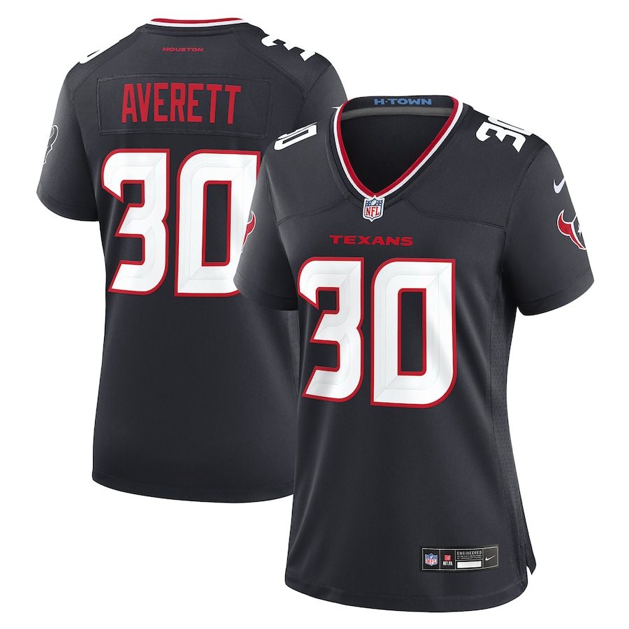 Women's Houston Texans Anthony Averett Nike Navy Team Game Jersey - ujerseystore