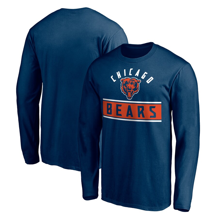 Men's Chicago Bears Navy Team Arch Knockout Long Sleeve T-Shirt - ujerseystore