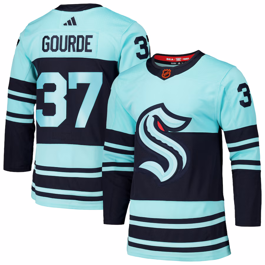 Men's Seattle Kraken Yanni Gourde adidas Light Blue Reverse Retro 2.0 Authentic Player Jersey - ujerseystore