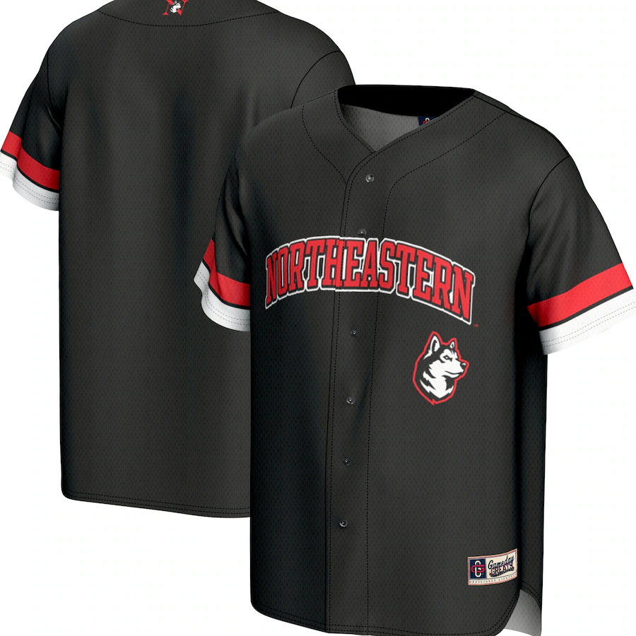 Men's GameDay Greats Black Northeastern Huskies Spirit Baseball Jersey - ujerseystore