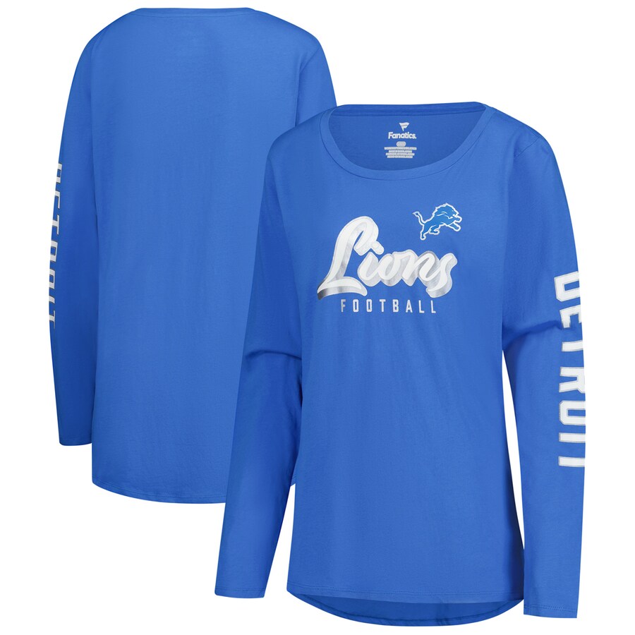 Women's Detroit Lions Fanatics Blue Cheerleader Long Sleeve T-Shirt - ujerseystore