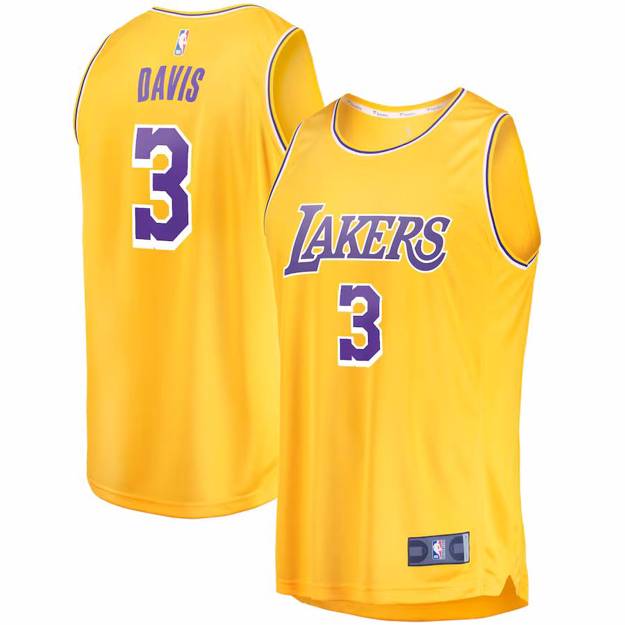 Men's Los Angeles Lakers Anthony Davis Fanatics Gold 2019/20 Fast Break Replica Jersey - Icon Edition - ujerseystore