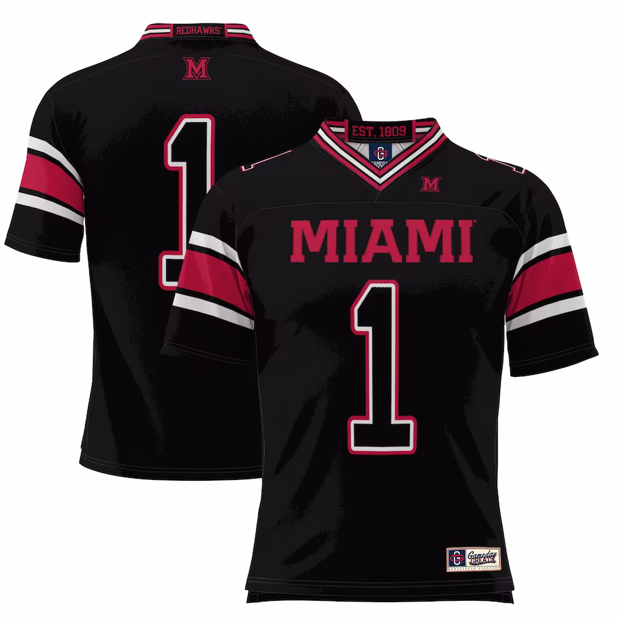 #1 Miami University RedHawks GameDay Greats Football Jersey - Black - ujerseystore