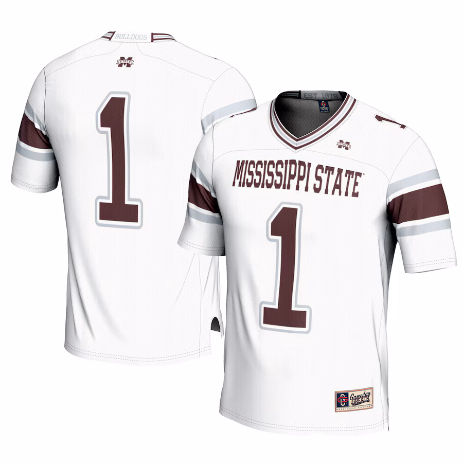 Men's GameDay Greats #1 White Mississippi State Bulldogs Football Jersey - ujerseystore