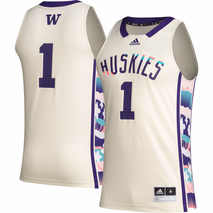 Men's adidas #1 Khaki Washington Huskies Honoring Black Excellence Basketball Jersey - ujerseystore
