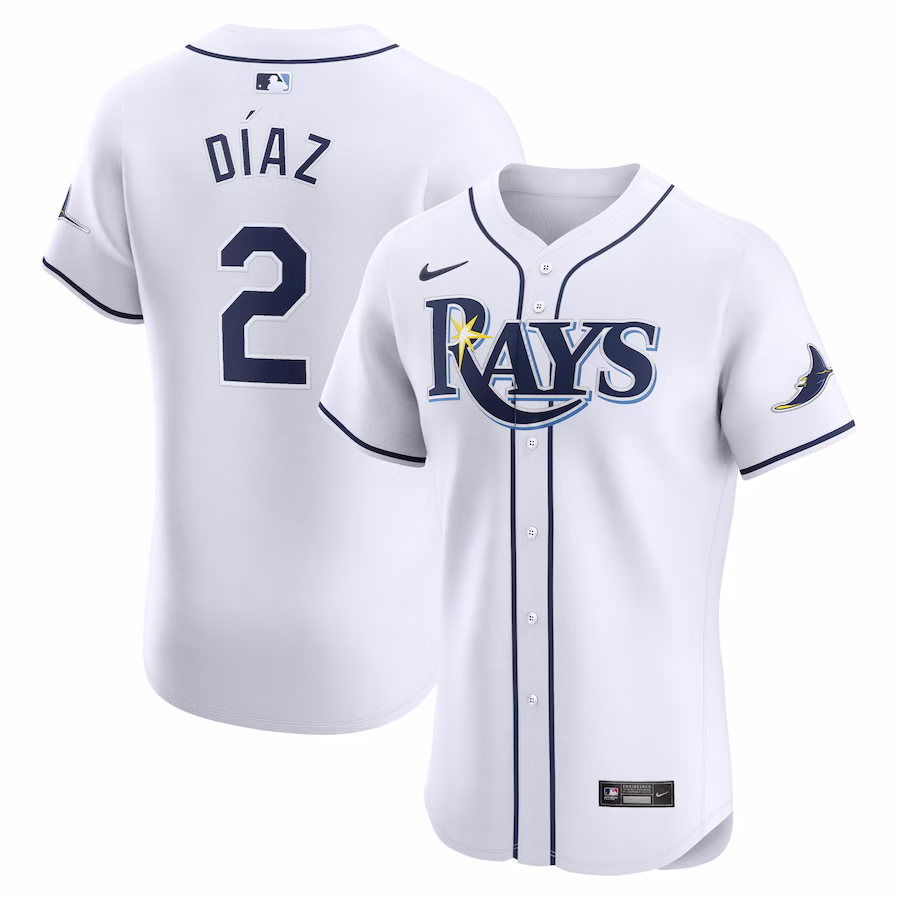 Men's Tampa Bay Rays Yandy Diaz Nike White Home Elite Player Jersey - ujerseystore