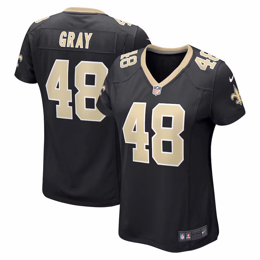 Women's New Orleans Saints J.T. Gray Nike Black Game Jersey - ujerseystore