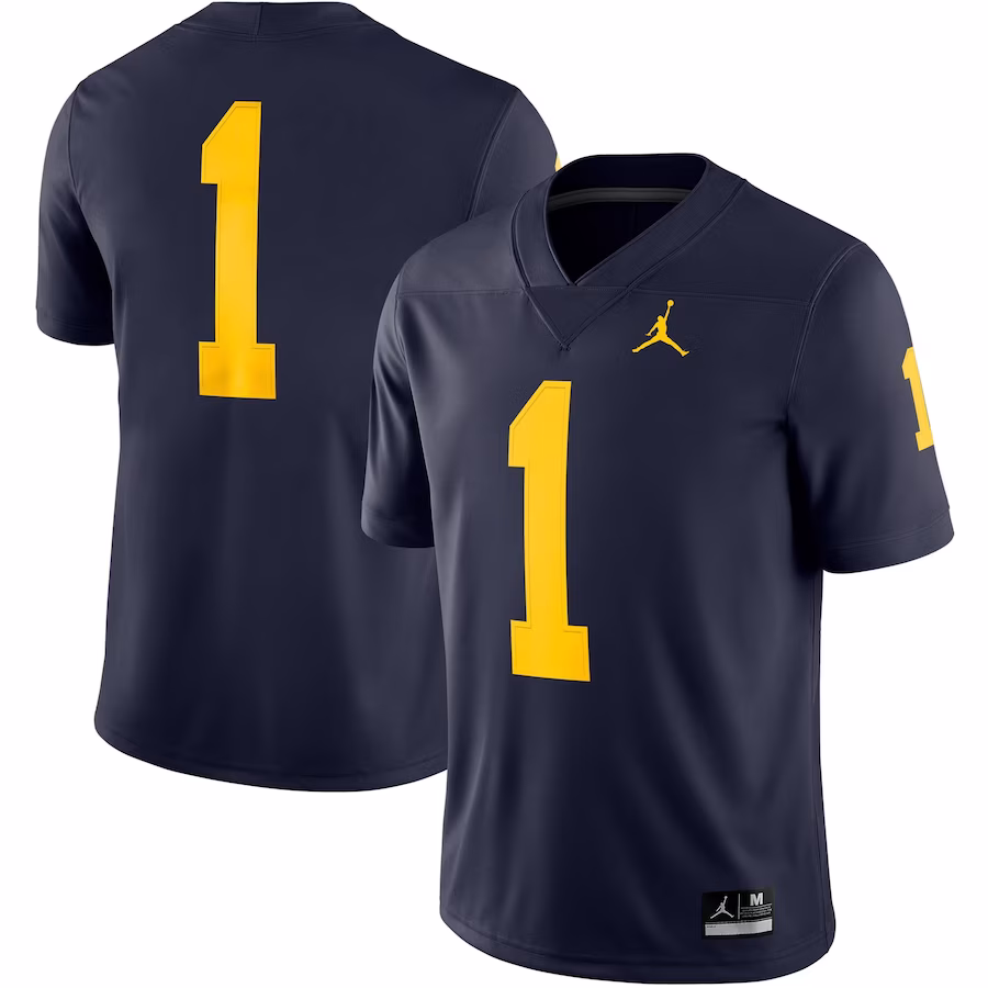 #1 Michigan Wolverines Jordan Brand Women's Team Game Football Jersey - Navy - ujerseystore