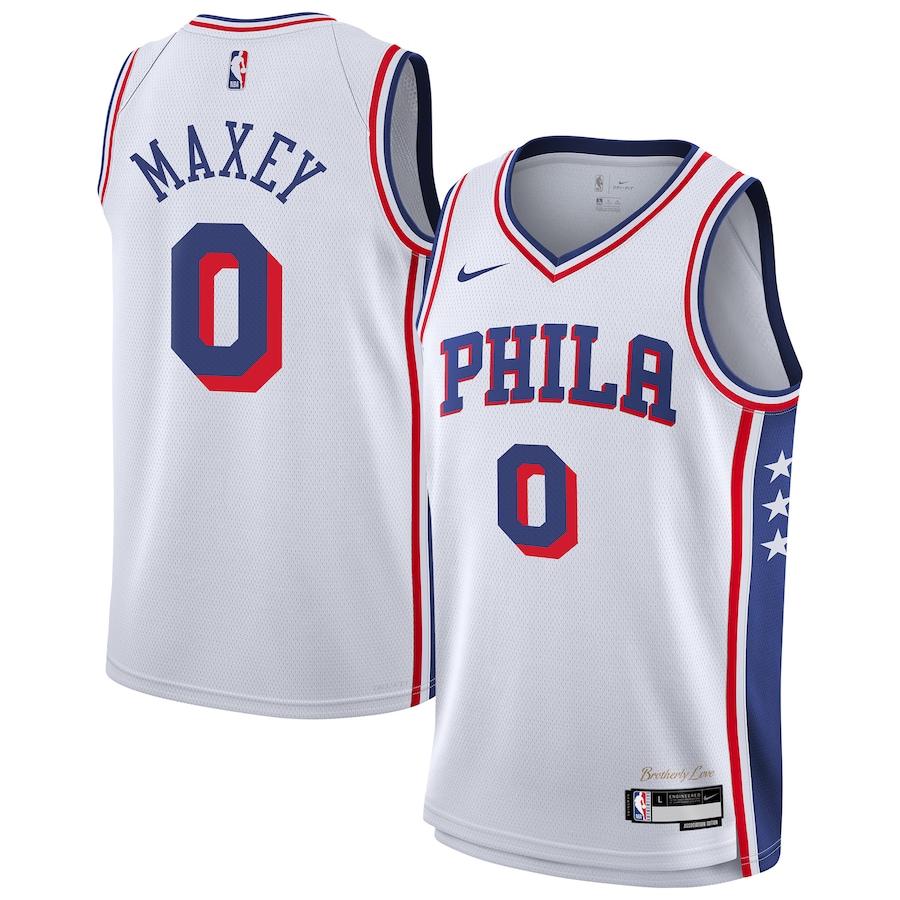 Youth Philadelphia 76ers Tyrese Maxey Nike White Association Swingman Jersey - ujerseystore