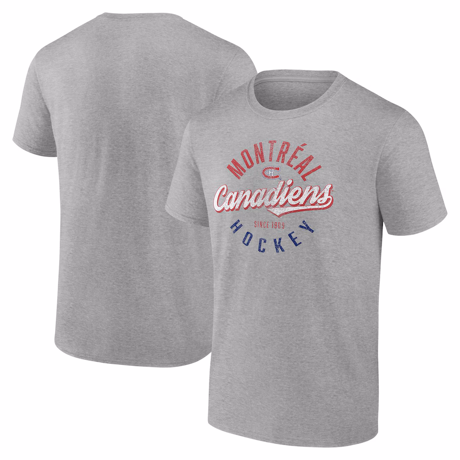 Men's Montreal Canadiens Fanatics Gray Emblem T-Shirt - ujerseystore