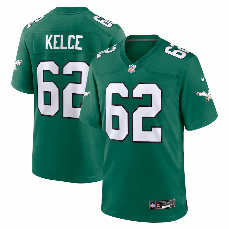 Men's Philadelphia Eagles Jason Kelce Nike Kelly Green Alternate Game Player Jersey - ujerseystore