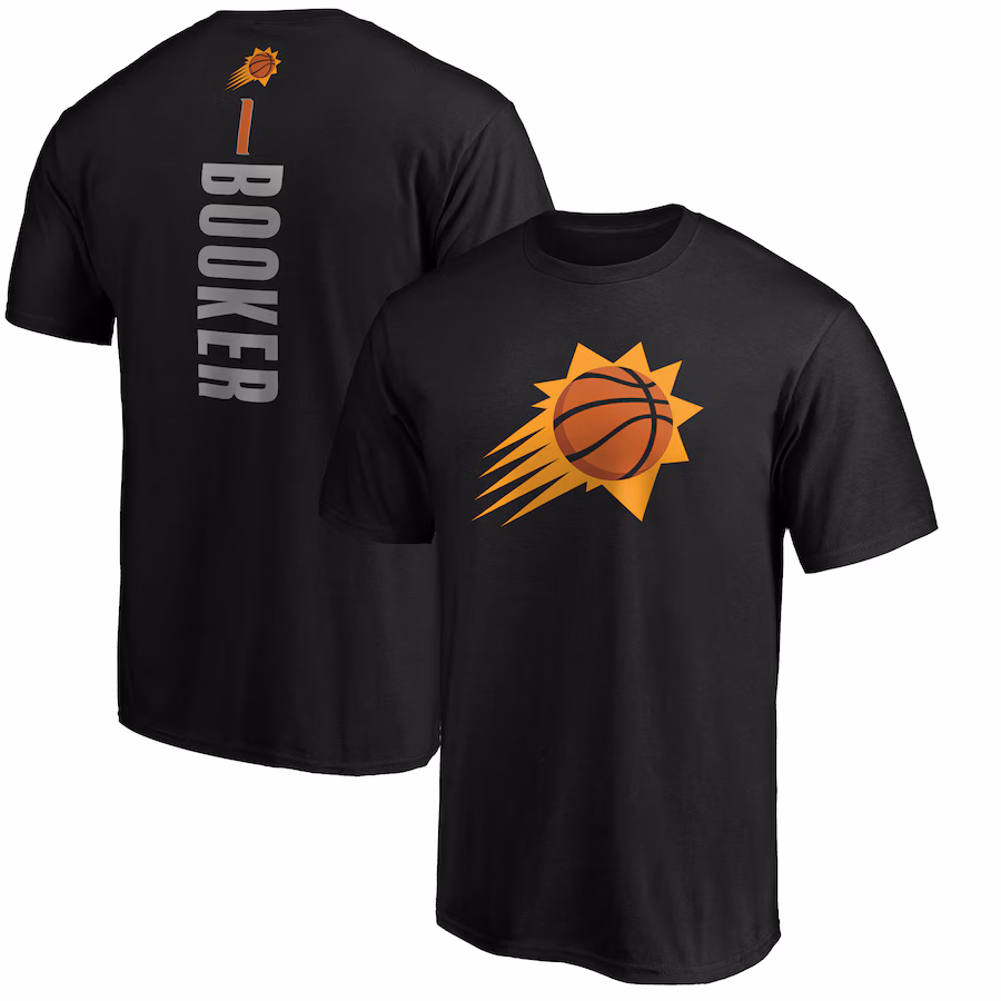 Men's Phoenix Suns Devin Booker Black Playmaker Name & Number T-Shirt - ujerseystore