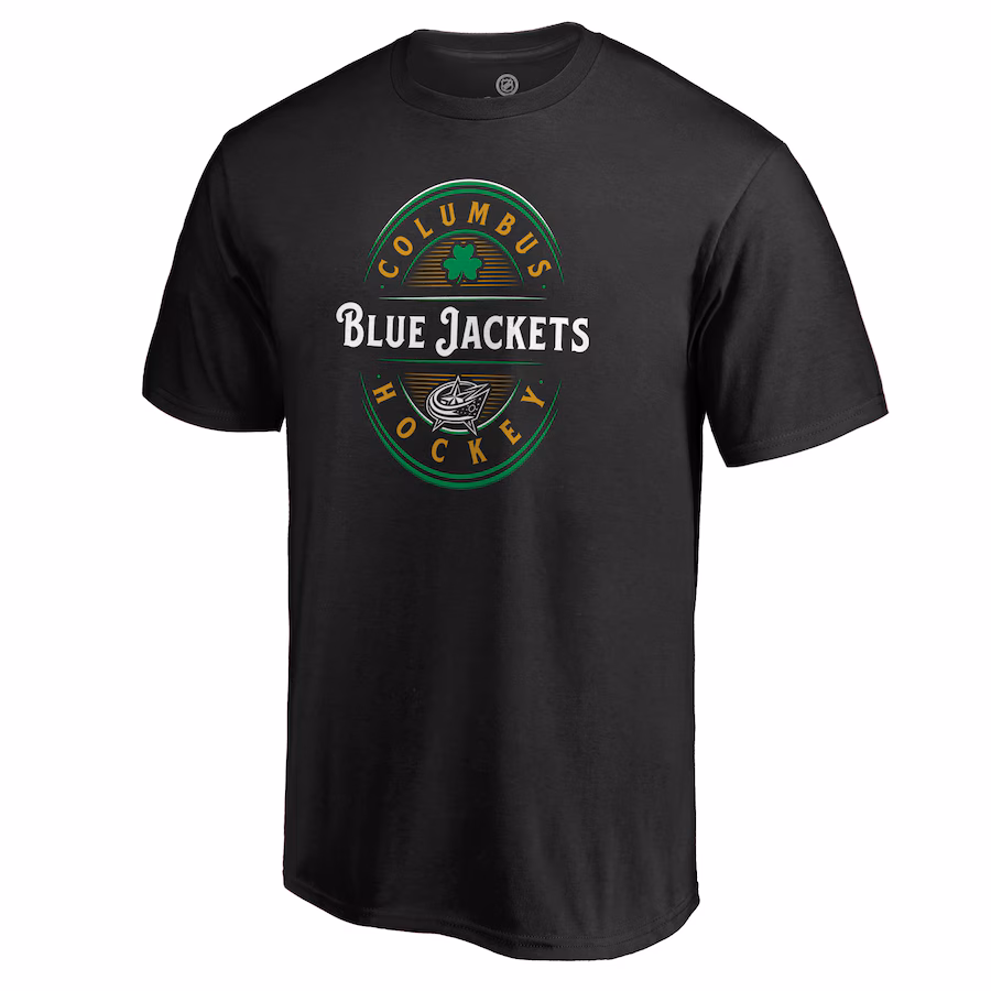 Men's Columbus Blue Jackets Black St. Patrick's Day Forever Lucky T-Shirt - ujerseystore