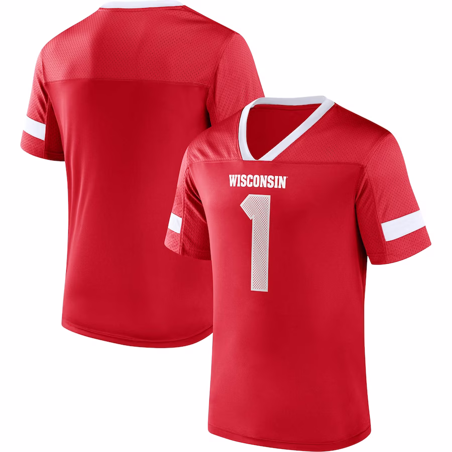#1 Wisconsin Badgers Fanatics Branded Kickoff Winner Replica Jersey - Red - ujerseystore