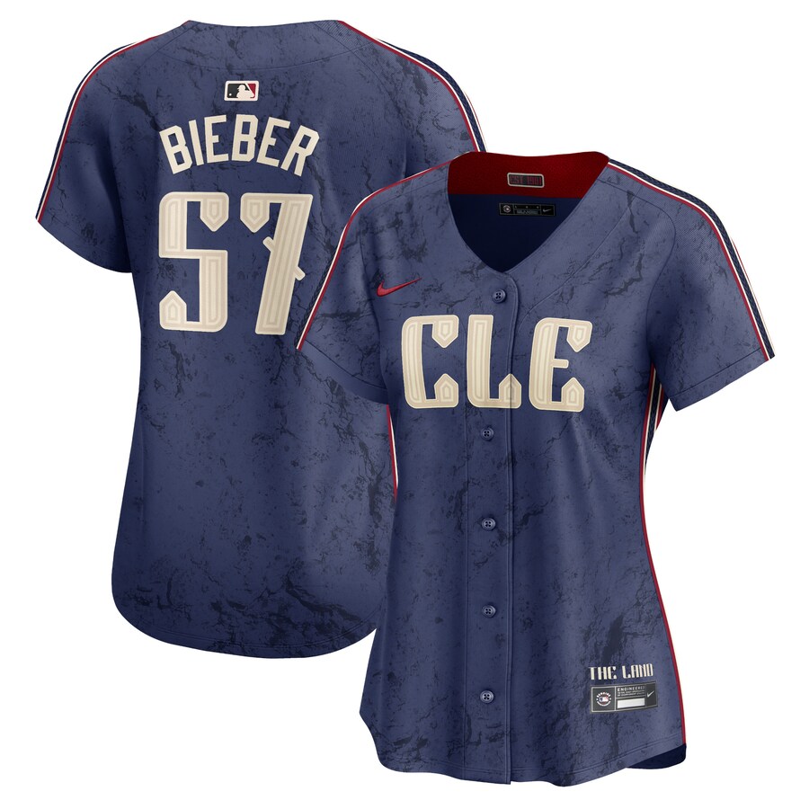Women's Cleveland Guardians Shane Bieber Nike Navy 2024 City Connect Limited Jersey - ujerseystore