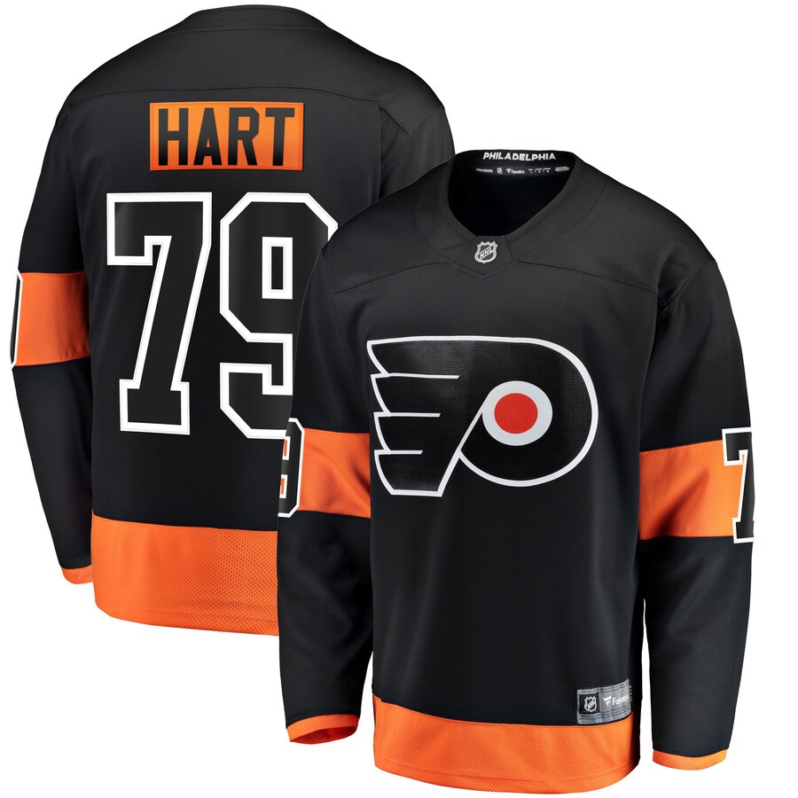 Men's Philadelphia Flyers Carter Hart Fanatics Branded Black Alternate Premier Breakaway Player Jersey - ujerseystore