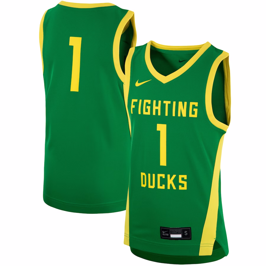 #1 Oregon Ducks Nike Youth Team Replica Basketball Jersey - Green - ujerseystore