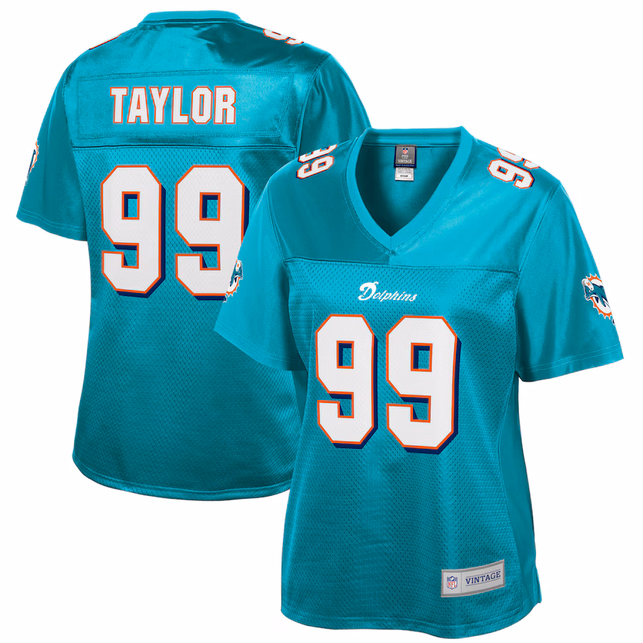 Women's Miami Dolphins Jason Taylor NFL Pro Line Aqua Retired Player Replica Jersey - ujerseystore
