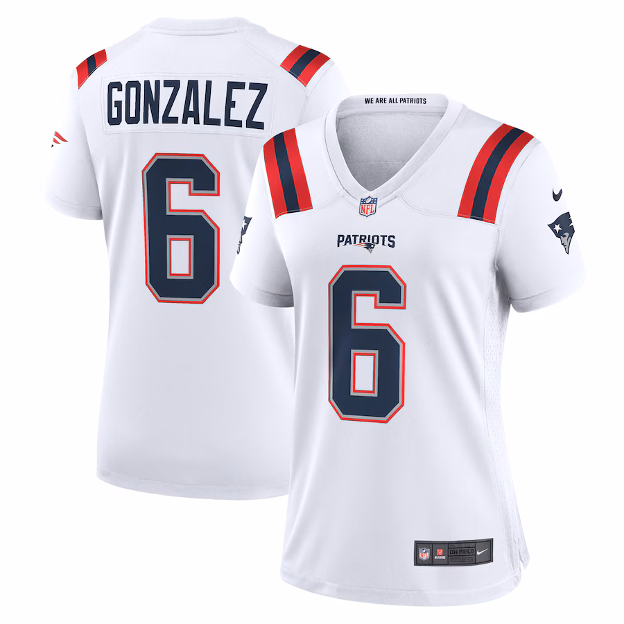 Women's New England Patriots Christian Gonzalez Nike  White  Game Jersey - ujerseystore