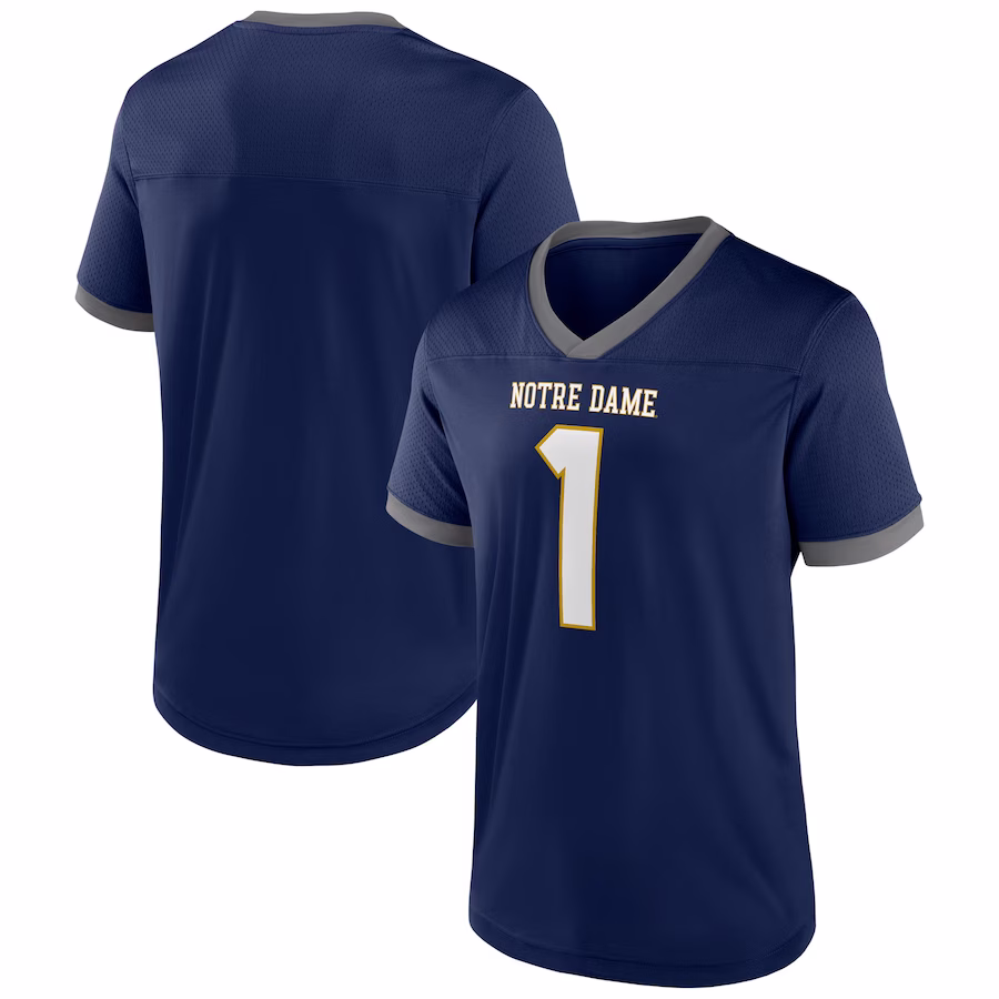 Men's #1 Navy Notre Dame Fighting Irish The Cut Football Jersey - ujerseystore