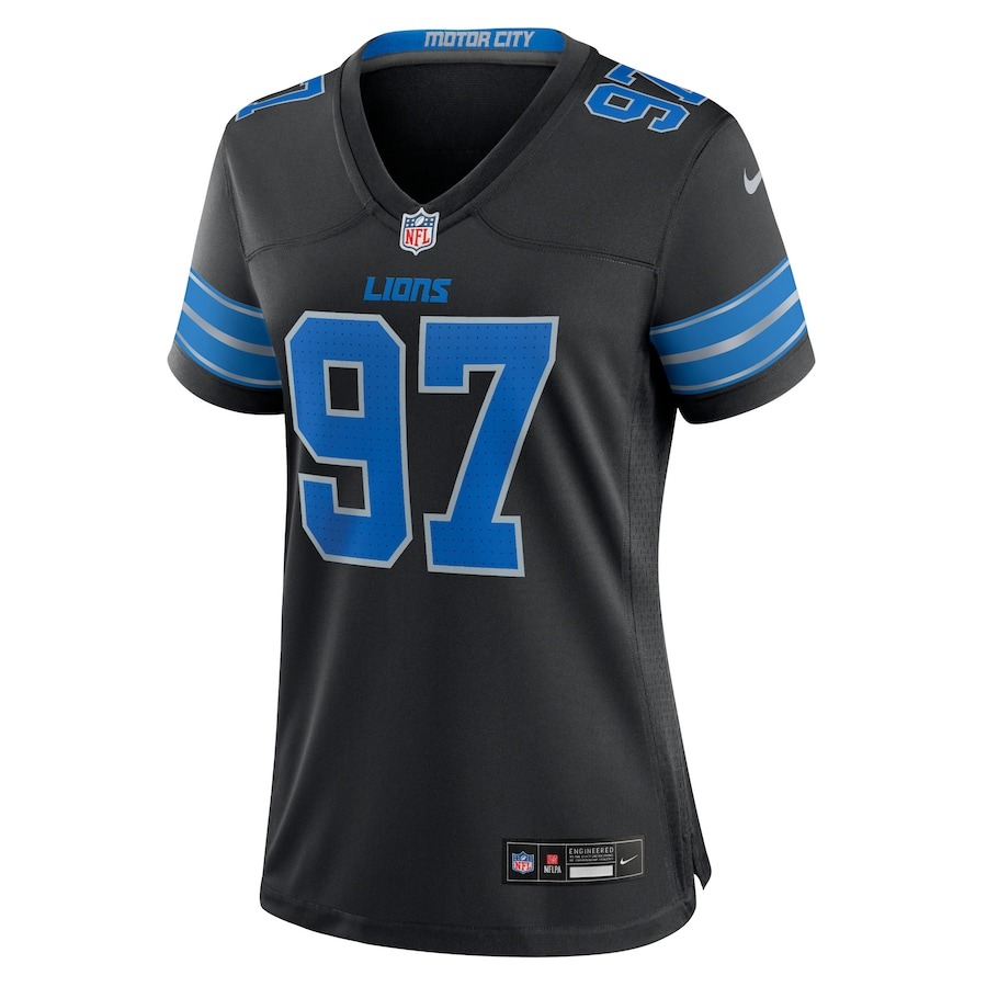 Women's Detroit Lions Aidan Hutchinson Nike Black 2nd Alternate Game Jersey - ujerseystore