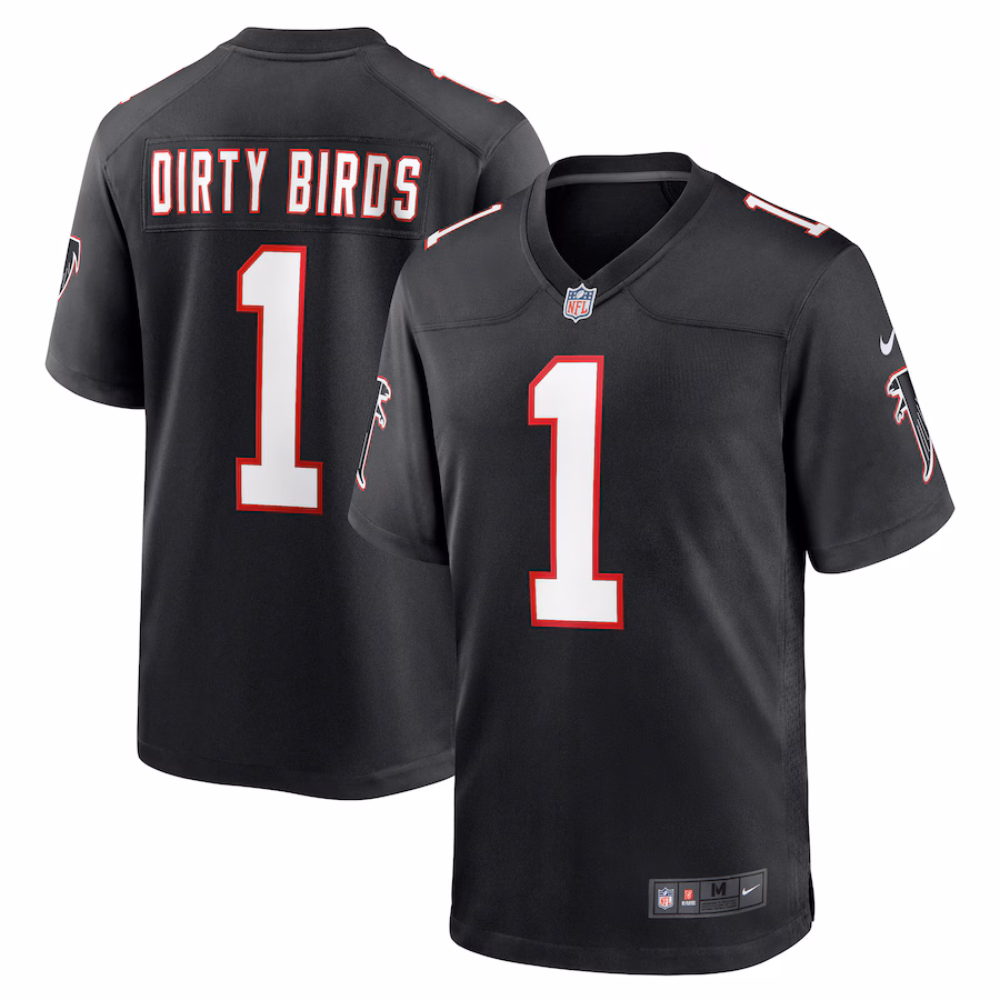 Men's Atlanta Falcons Dirty Birds Nike Black Throwback Game Jersey - ujerseystore