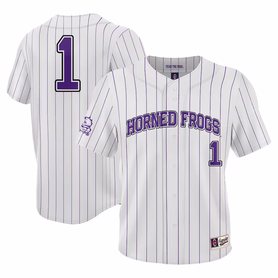 #1 TCU Horned Frogs GameDay Greats Youth Lightweight Baseball Jersey - White - ujerseystore