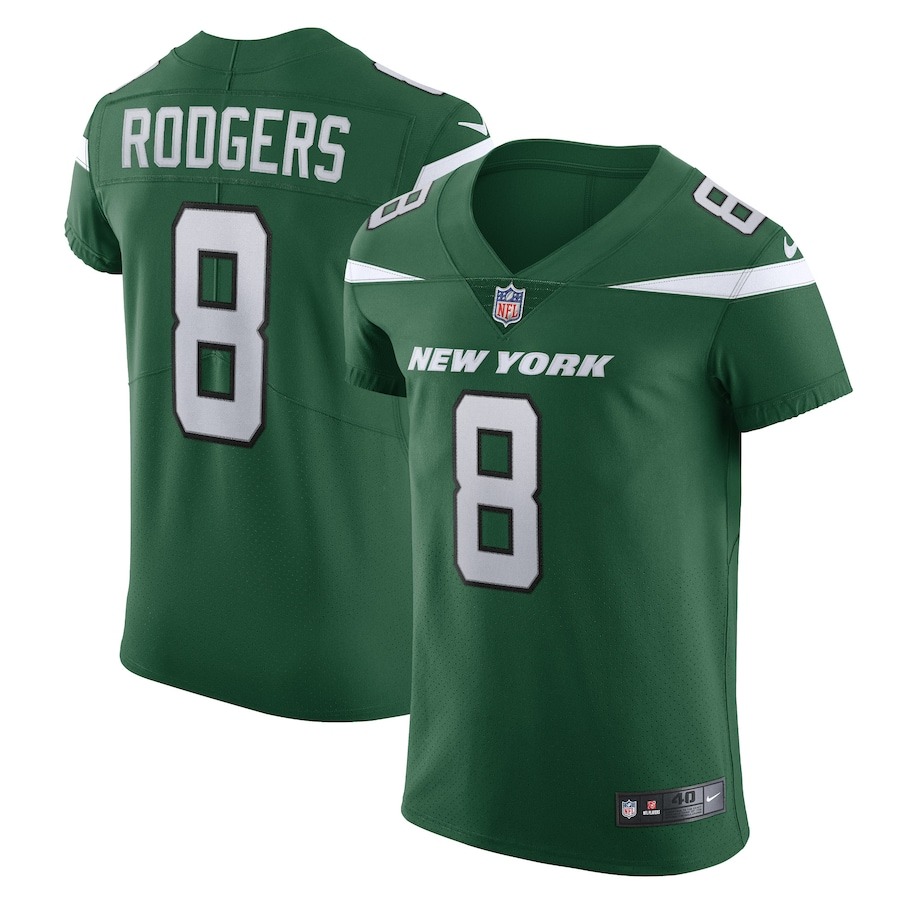 Men's New York Jets Aaron Rodgers Nike Gotham Green Alternate Vapor F.U.S.E. Elite Jersey - ujerseystore