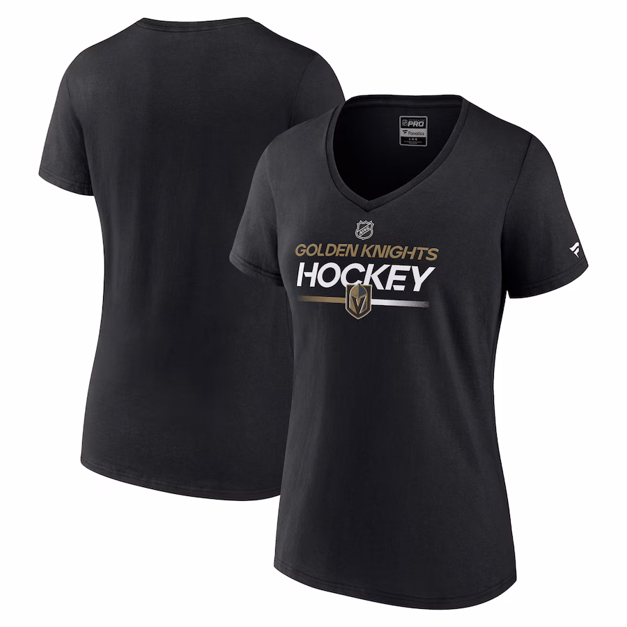 Women's Vegas Golden Knights Fanatics Black Authentic Pro V-Neck T-Shirt - ujerseystore