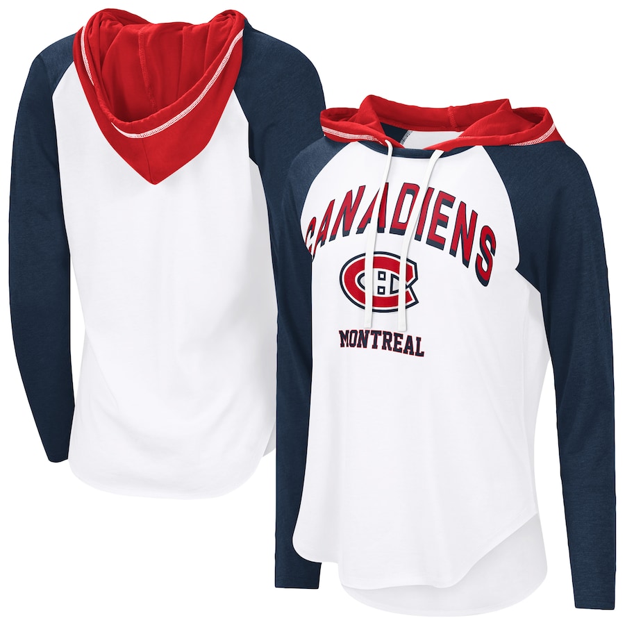 Women's Montreal Canadiens G-III 4Her by Carl Banks White VIP Raglan Long Sleeve Hoodie T-Shirt - ujerseystore