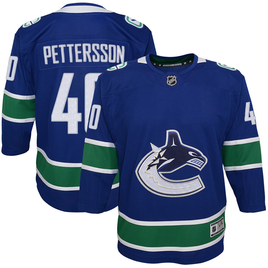 Youth Vancouver Canucks Elias Pettersson Blue 2019/20 Home Premier Player Jersey - ujerseystore