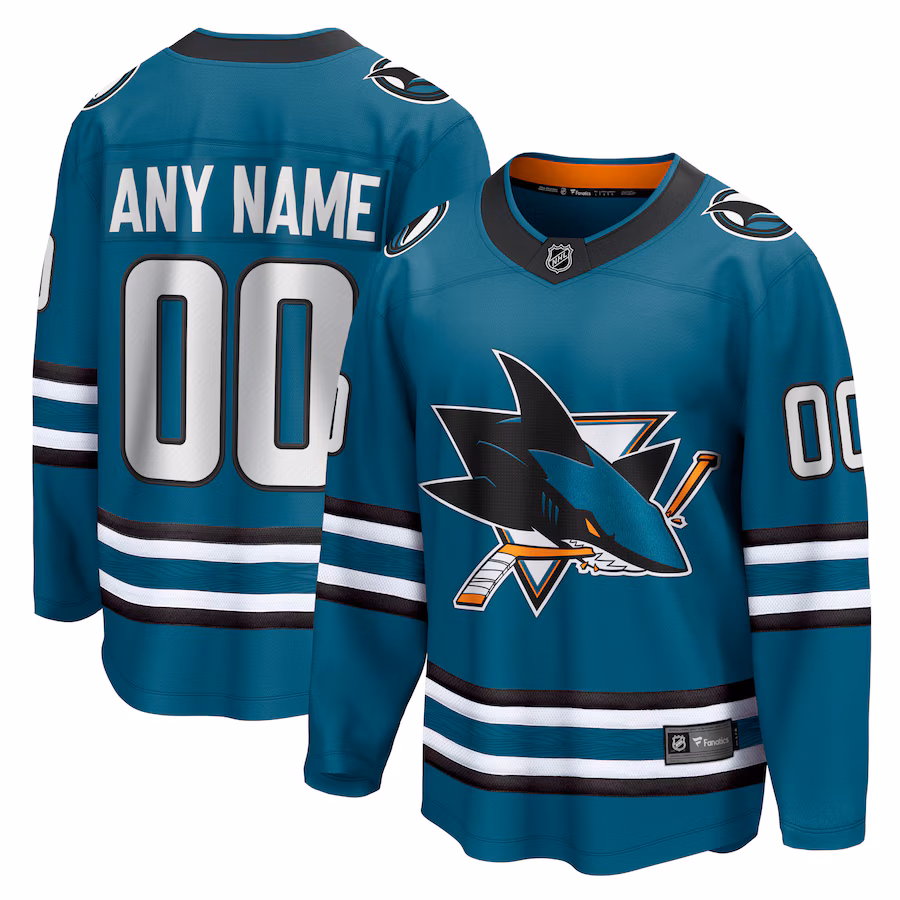 Men's San Jose Sharks Fanatics Teal Home Breakaway Custom Jersey - ujerseystore