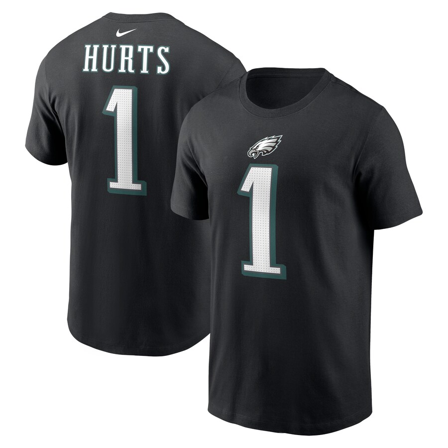Men's Philadelphia Eagles Jalen Hurts Nike Black Player Name & Number T-Shirt - ujerseystore