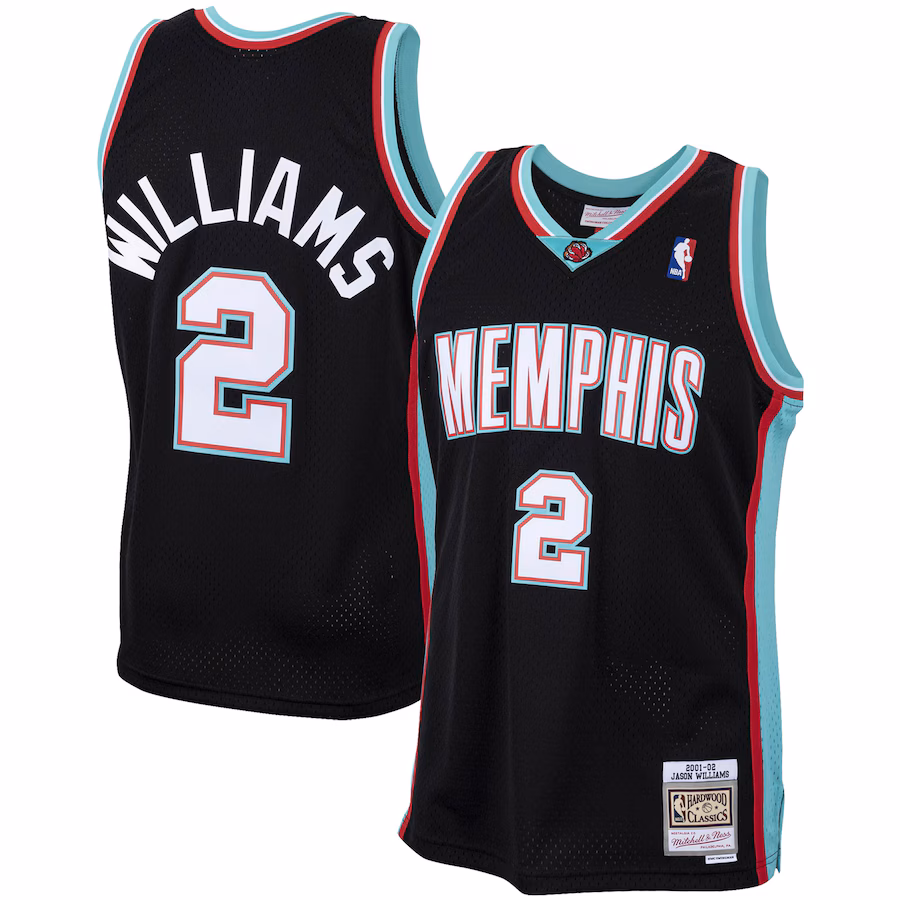 Men's Memphis Grizzlies Jason Williams Mitchell & Ness Black 2001/02 Hardwood Classics Swingman Jersey - ujerseystore