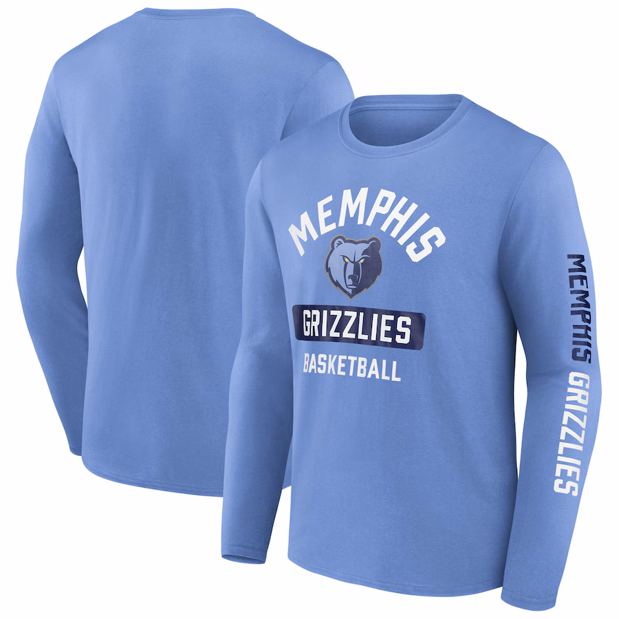 Men's Memphis Grizzlies  Fanatics Light Blue Long Sleeve T-Shirt - ujerseystore