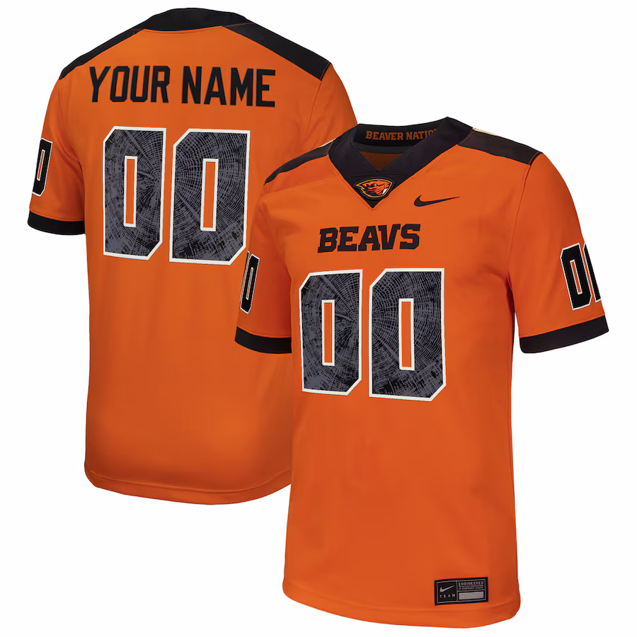 Oregon State Beavers Nike Custom Football Game Jersey - Orange - ujerseystore