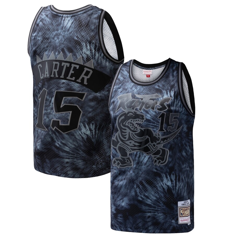Men's Toronto Raptors Vince Carter Mitchell & Ness Black Hardwood Classics 1998/99 Tie-Dye Swingman Jersey - ujerseystore