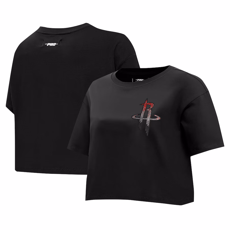 Women's Houston Rockets Pro Standard Black Jewels Boxy Cropped T-Shirt - ujerseystore