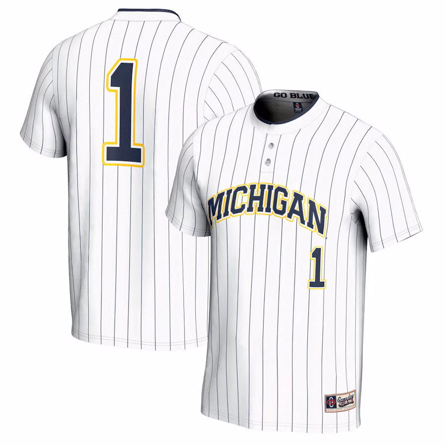 Unisex GameDay Greats #1 White Michigan Wolverines Lightweight Softball Jersey - ujerseystore