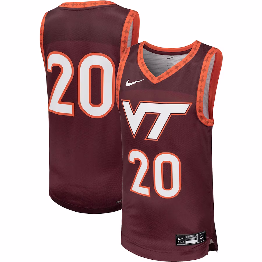 #20 Virginia Tech Hokies Nike Youth Team Replica Basketball Jersey - Maroon - ujerseystore
