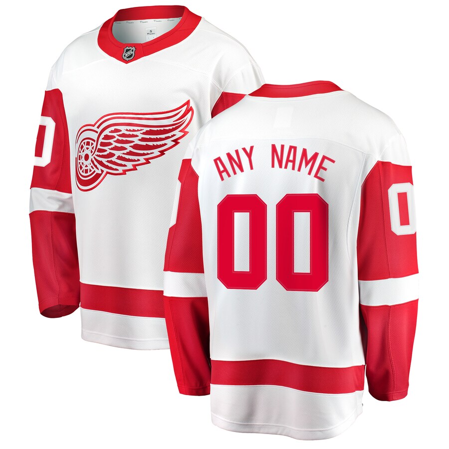 Men's Detroit Red Wings Fanatics Branded White Away Breakaway Custom Jersey - ujerseystore
