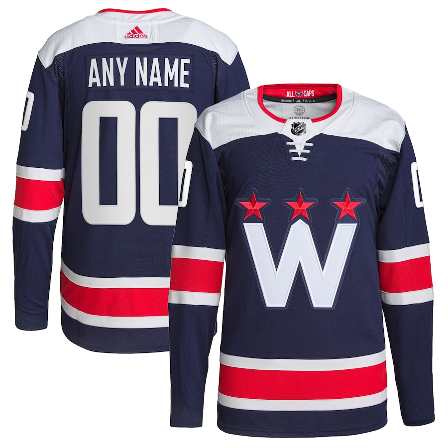 Men's Washington Capitals adidas Navy Alternate Primegreen Authentic Custom Jersey - ujerseystore
